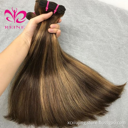 12A Double Drawn Vietnam hair Highlight Color Human Hair Bundles bone Straight Hair Weave Mixed Color #P4m27 Piano Color Bundles